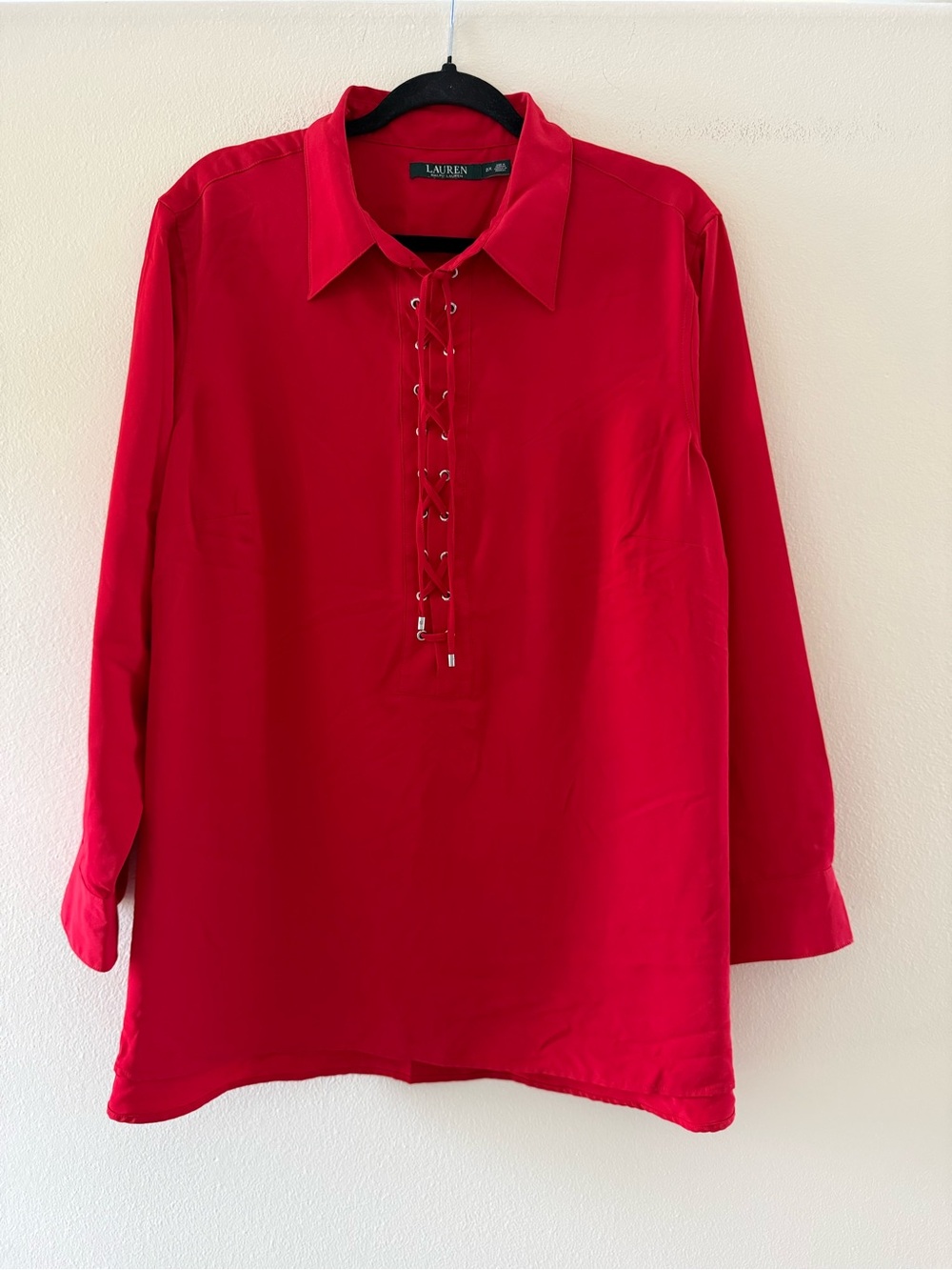 Ralph Lauren Red Lace-Up Tunic Top